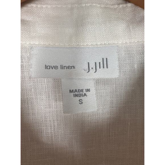 J Jill Love Linen White Button Down Shirt Embroidered Eyelet Linen Womens Size S - Picture 7 of 9